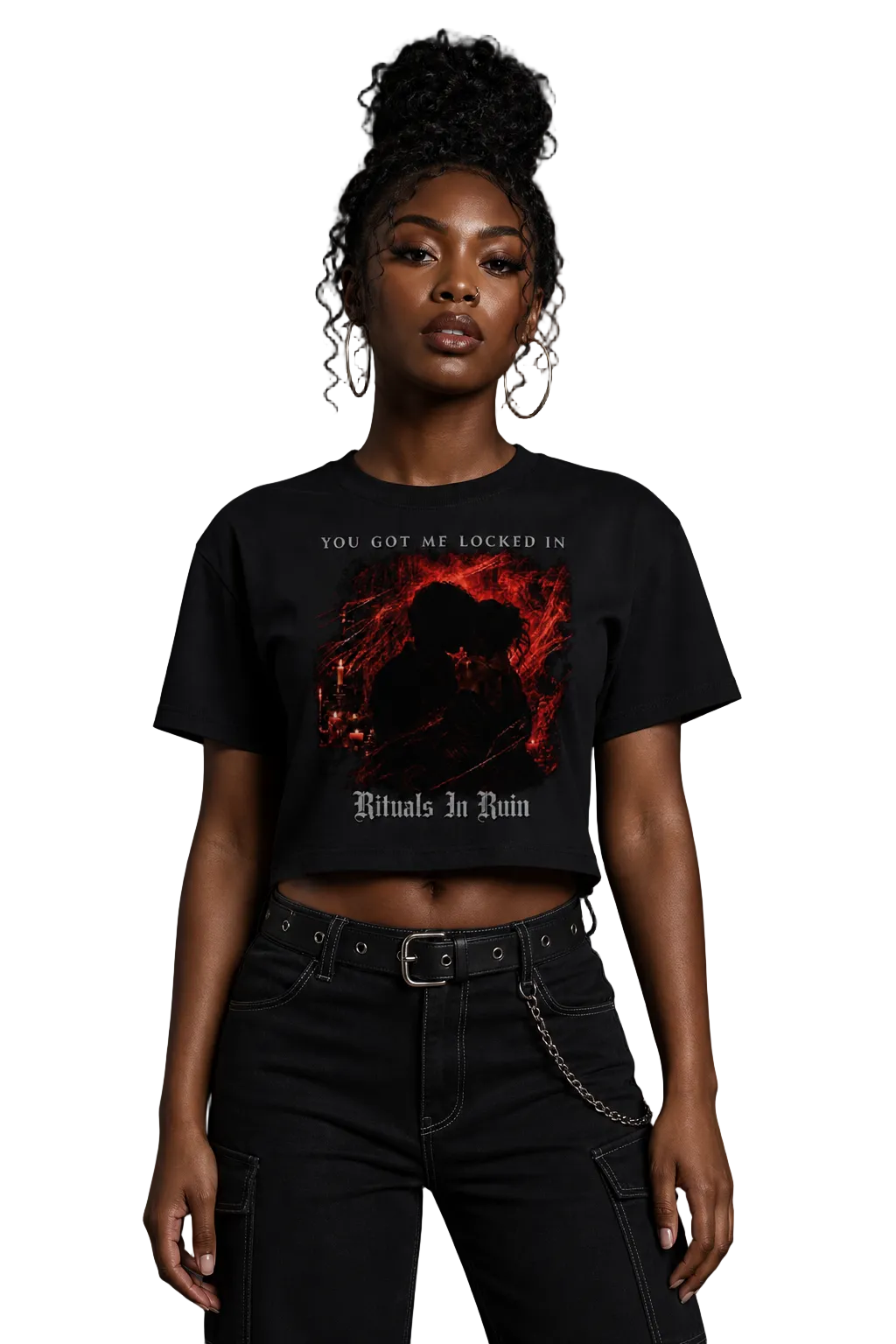 Locked In Cover Art Cropped Tee - Rituals In Ruin